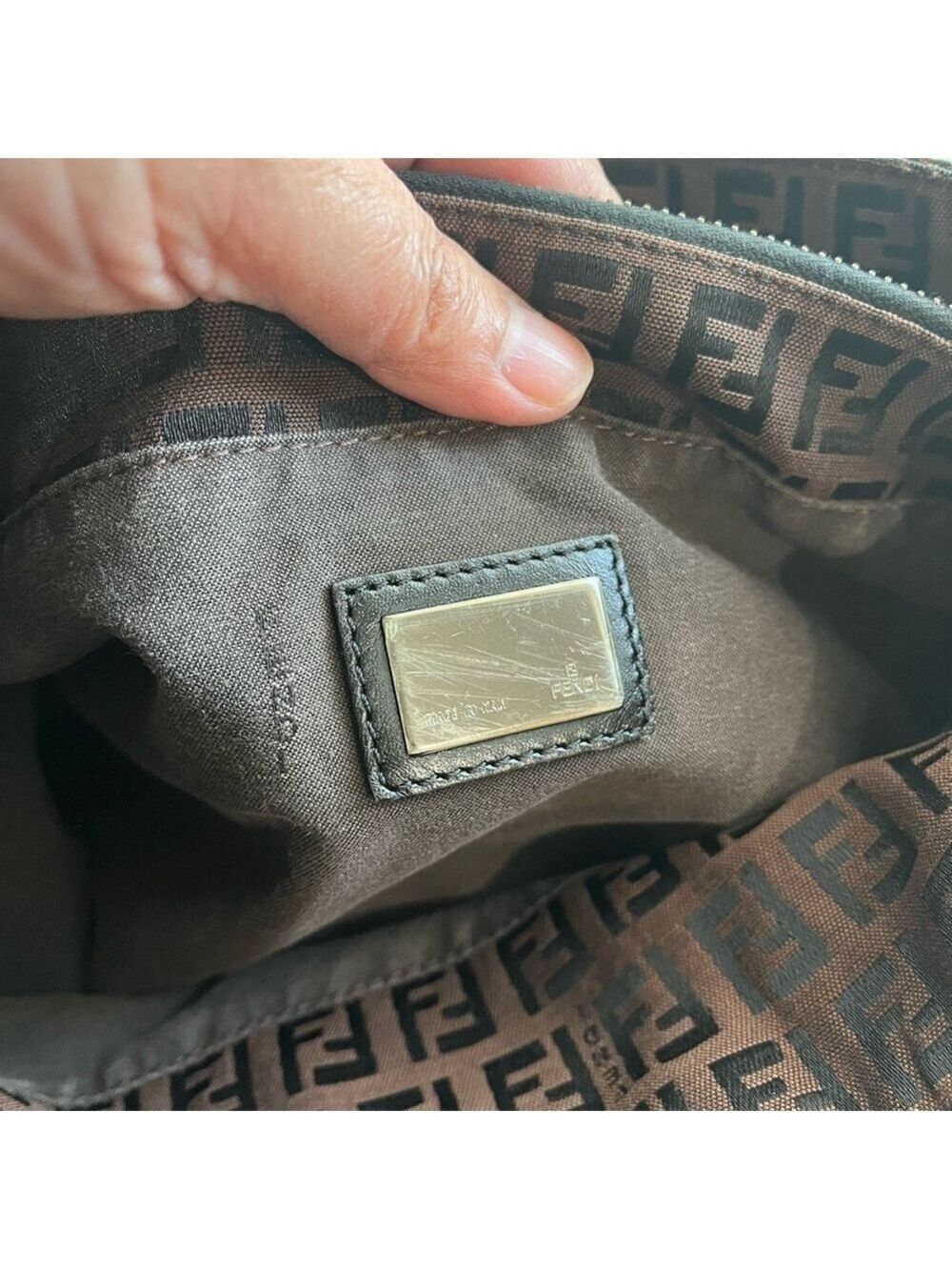 FENDI ZUCCHINO BROWN SMALL CANVAS TOTE BAG - Picture 10 of 12